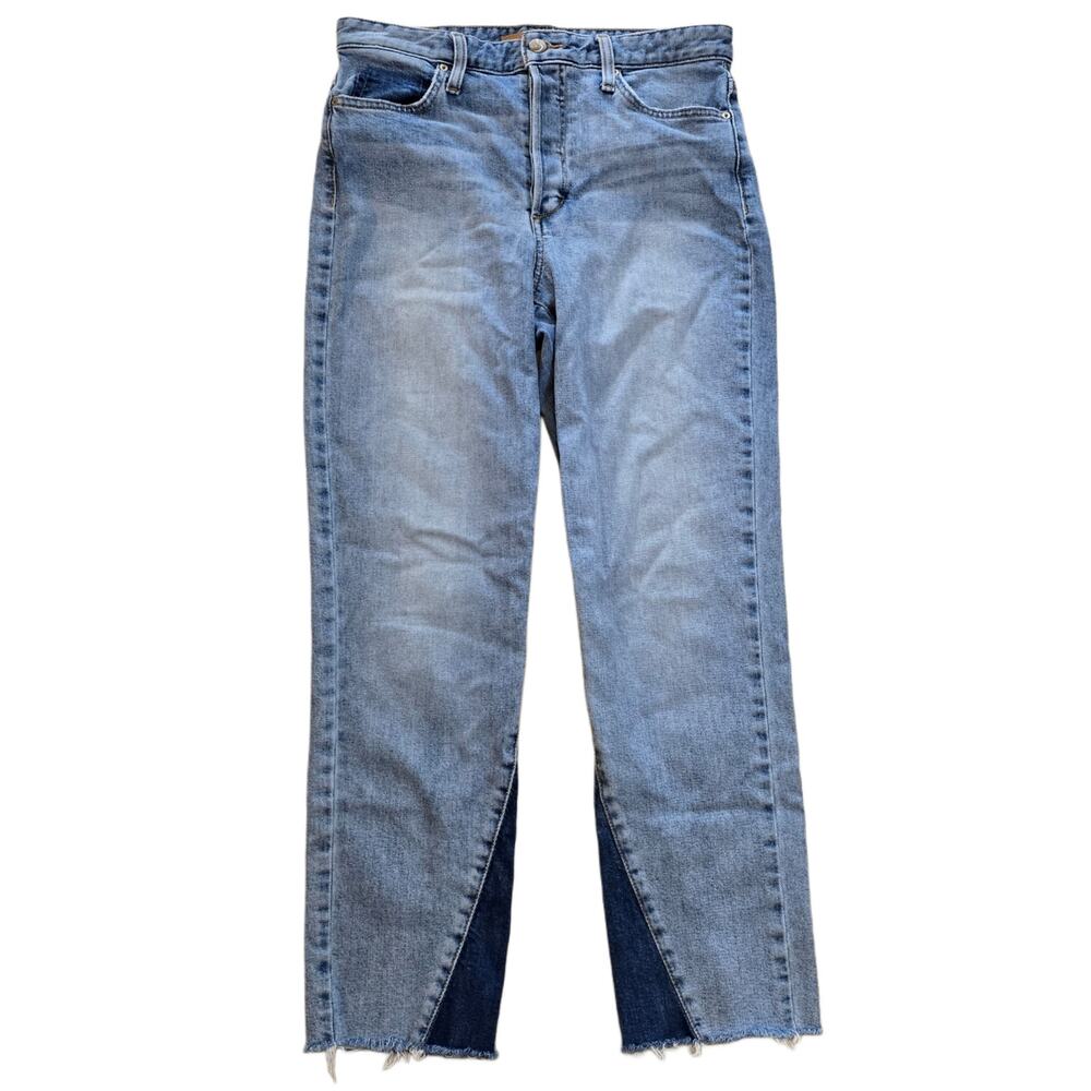 Size 28 Joe's Jeans High Rise Straight Crop The Debbie 2 Tone Stretch Raw Hem